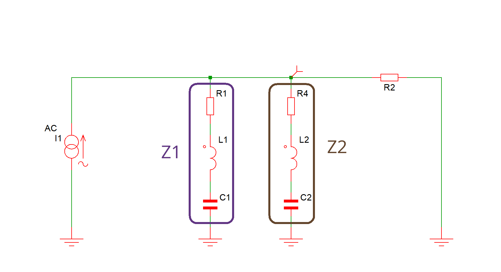 Lumped element model, two resonators Lumped element model, two resonators