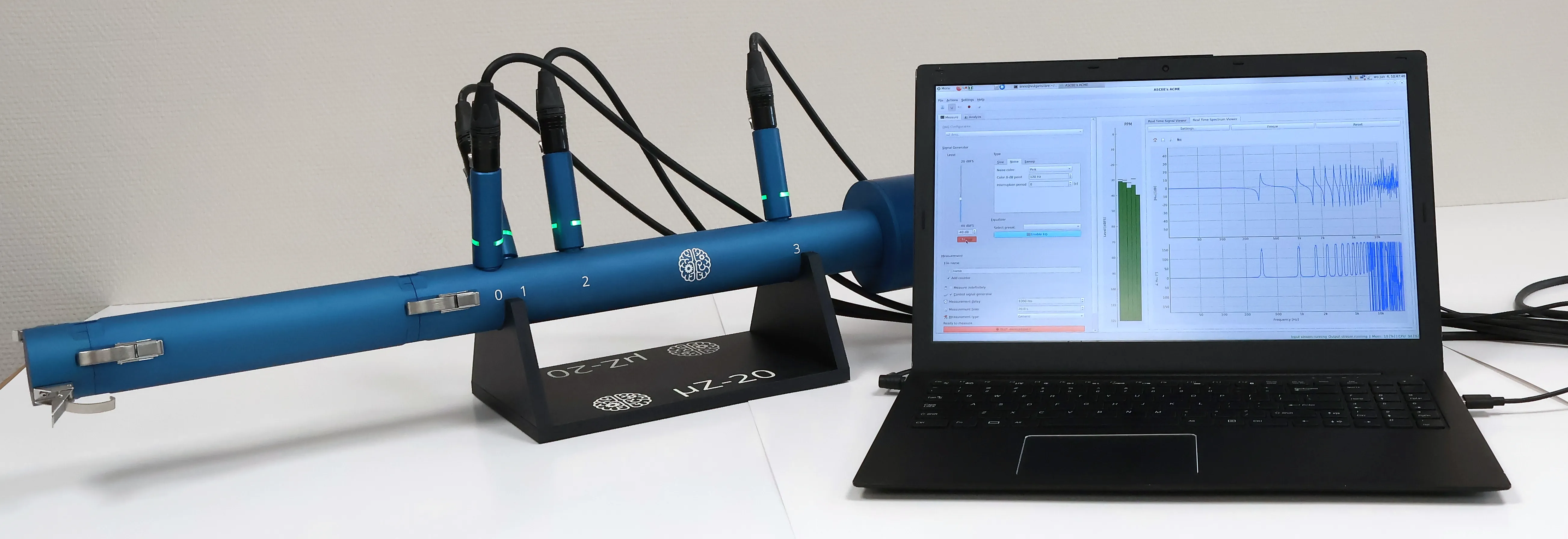 Overview of the muz system, including a laptop with software