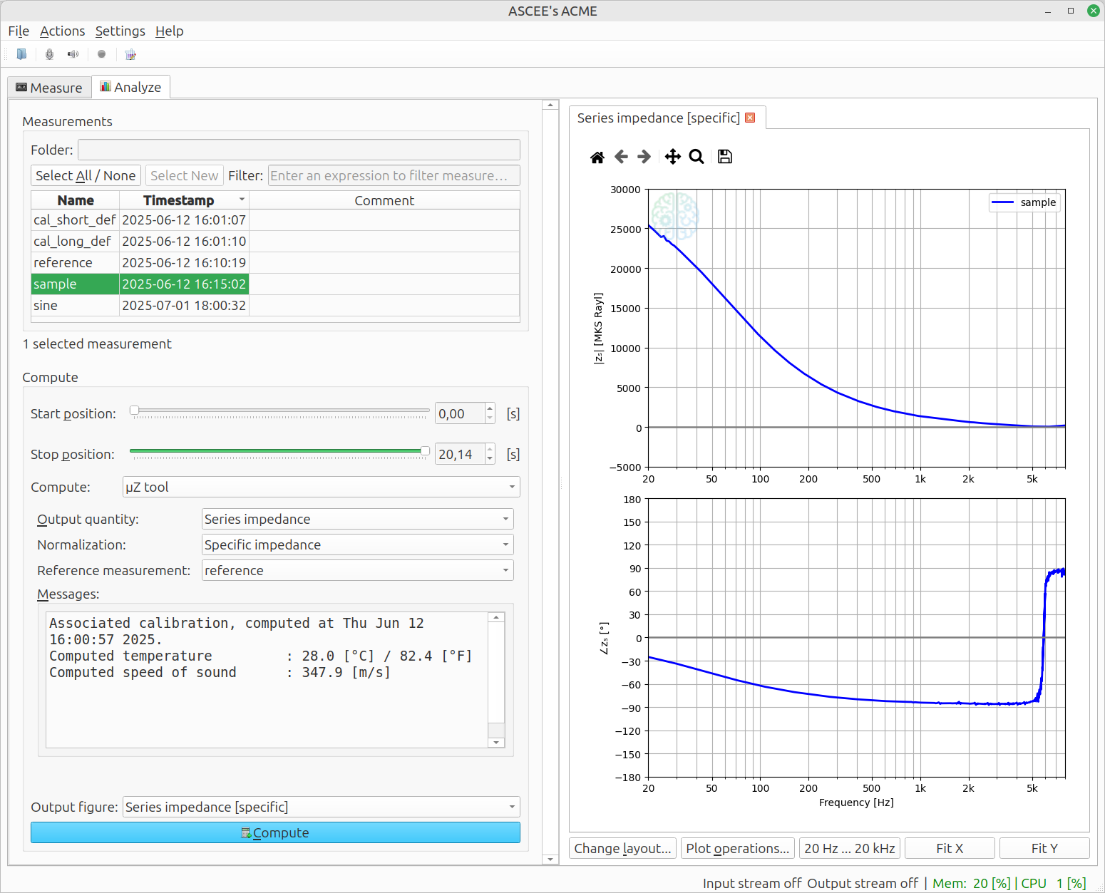 Screenshot of software